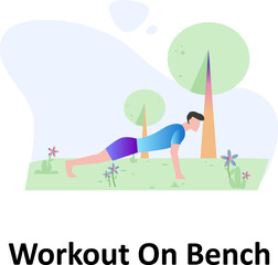 Workout on Bench:Vector illustration which can easily modify or edit which can easily modify or edit