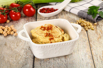 Natural chickpea hummus with paprika