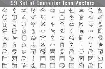Set of computer icon vectors