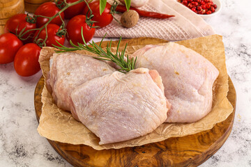 Raw chicken thighs for cooking