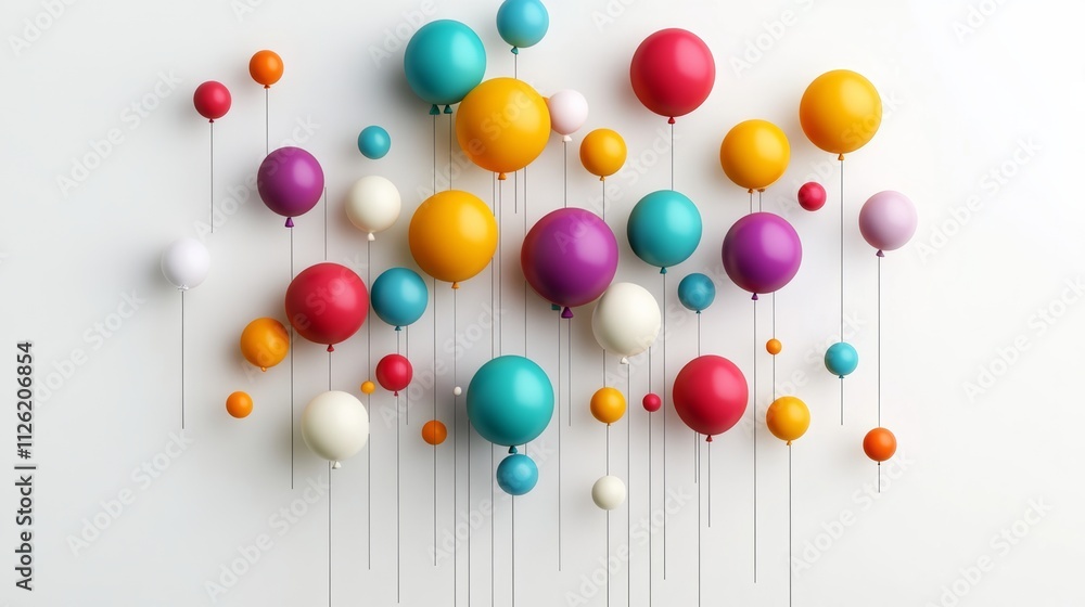 Poster colorful bunch of balloons with different colors and sizes. the balloons are arranged in a way that 