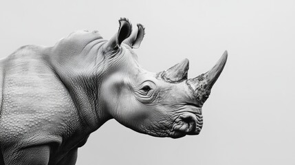 White Rhino Profile in Black and White