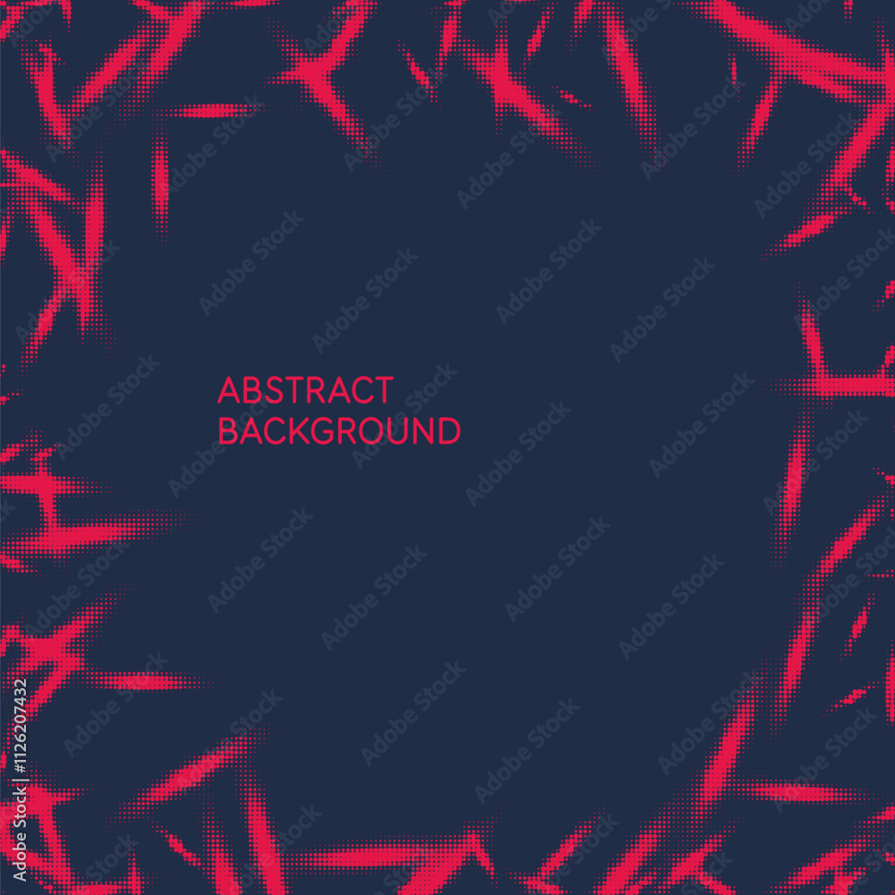 Poster abstract background with lines and dots in red color
