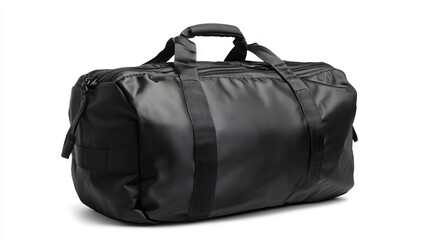 Naklejka premium Black nylon sport bag isolated on white