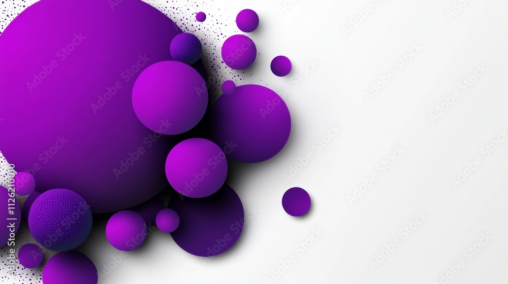 Poster purple background with many purple circles. the circles are of different sizes and are scattered all