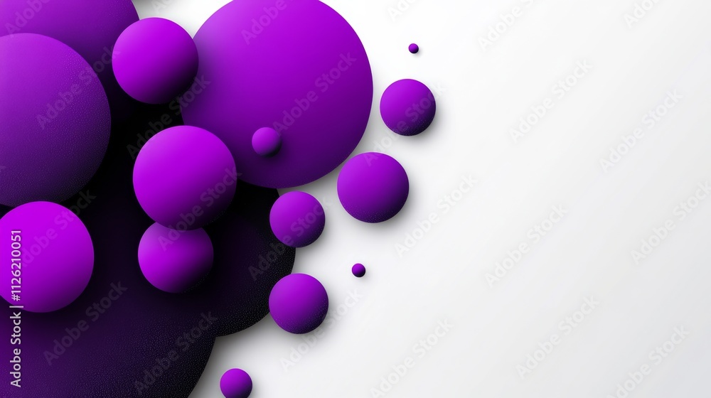 Poster purple background with many purple circles. the circles are of different sizes and are scattered all