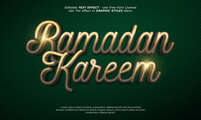 Luxury effect on ramadan text, editable font, typography, 3d text. vector template