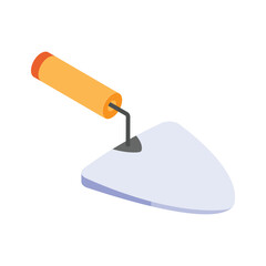 Beautiful isometric icon of trowel, masonry and plastering