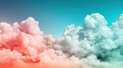 Fototapeta premium Ethereal clouds with vibrant, iridescent colors swirling and blending together, resembling a celestial painting.