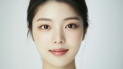 Fototapeta premium Young Woman Portrait Showing Flawless Skin and Makeup