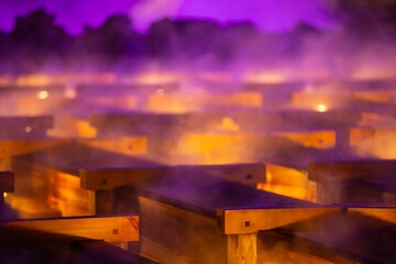 群馬県草津町　草津温泉の湯畑の風景