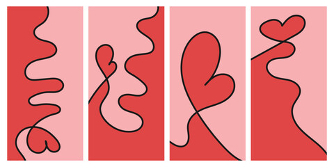 Continuous line heart on white background for valentines.