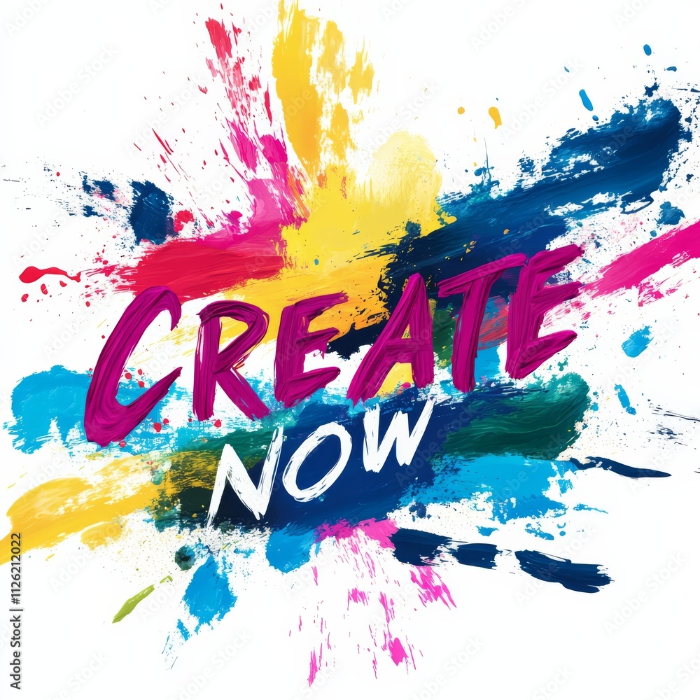 Poster creative inspiration: a vibrant explosion of color forms the backdrop for the motivational words cre