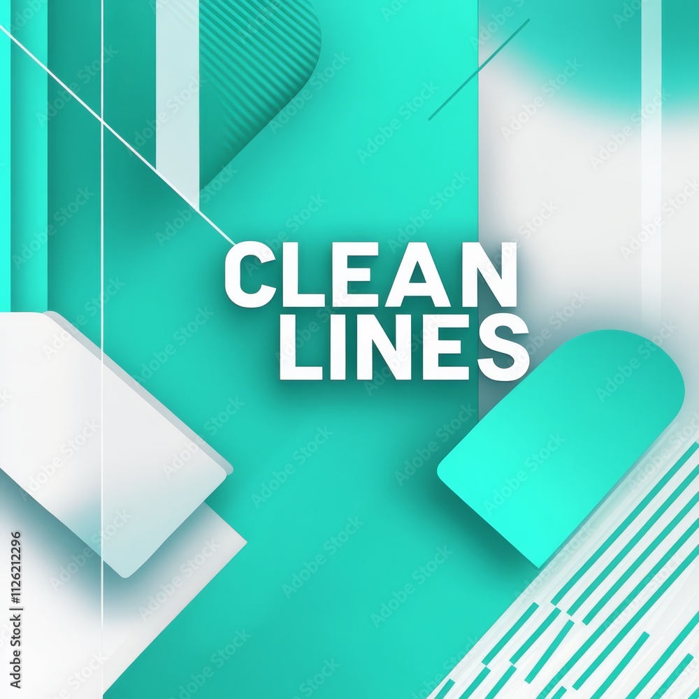 Poster clean lines design: abstract geometric design featuring clean lines in cyan and white, this composit
