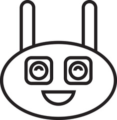 Robot Head Character Line Art
