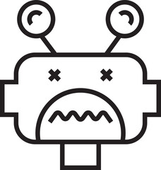 Robot Head Character Line Art

