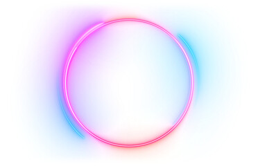 Abstract frame futuristic bright glowing neon laser line twirl curve circle.