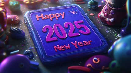 Happy New Year Two Thousand Twenty Five Festive Greeting