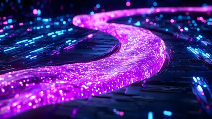 neon purple data stream, futuristic tech - cyberpunk aesthetics