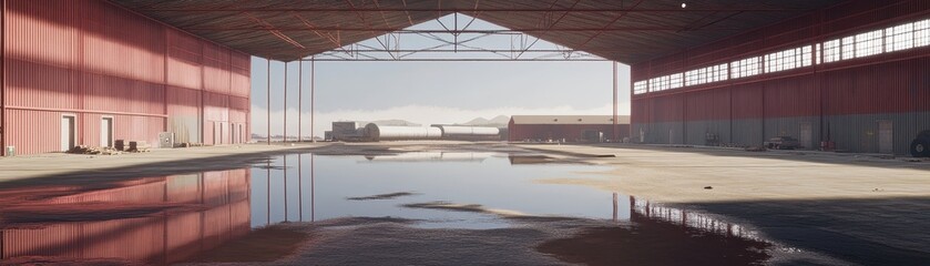 Obraz premium Serene Reflections in an Abandoned Industrial Warehouse