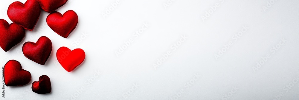 Poster white background with a row of red hearts. the hearts are arranged in a row, with one in the middle 
