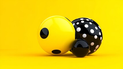 Naklejka premium Yellow and black ball is sitting on a yellow background
