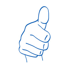 Like sign. Hand gesture vector sketch illustration. Thumb up