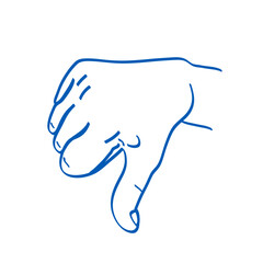 Dislike sign. Hand gesture vector sketch illustration. Thumb down