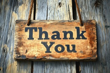 Handcrafted thank you sign hung on rustic wooden wall in cozy setting for expressing gratitude