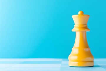 A single yellow chess king piece stands against a bright blue background, symbolizing strategy and competition.