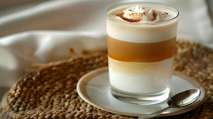Layered Coffee Drink, Whipped Cream, Delicious Beverage