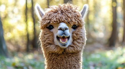 Obraz premium Alpaca Portrait with a Joyful Expression