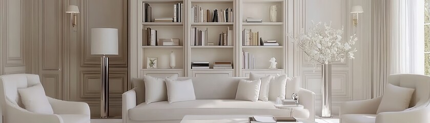 Elegant British Interior with Refined Paneling and Grand Decor in Soft Tones