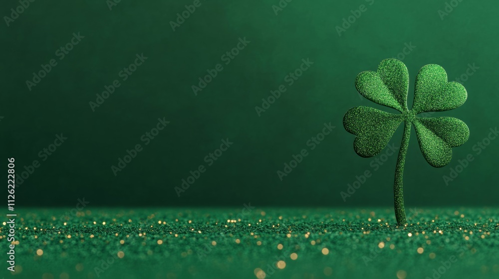Poster a bold st patrick’s day background featuring a vibrant shamrock design glowing on a textured green b
