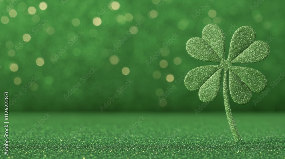 Poster a bold st patrick’s day background featuring a vibrant shamrock design glowing on a textured green b