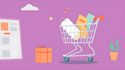 Shopping Cart Illustrations for e-commerce. Generative AI