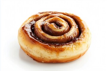 Freshly baked cinnamon roll tempting with its sweet aroma and glistening icing, perfect for a delightful breakfast or indulgent treat