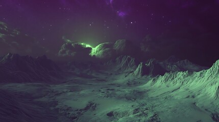 Fototapeta premium A surreal alien landscape with mountains and a vibrant sky.