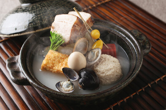 Assorted oden in shijimi soup