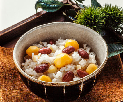 Rice with chestnuts and kidney beans