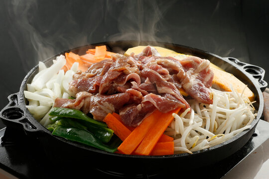 Grilled mutton and vegetables