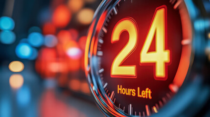 Bright countdown clock display showing 24 hours in vibrant night settings