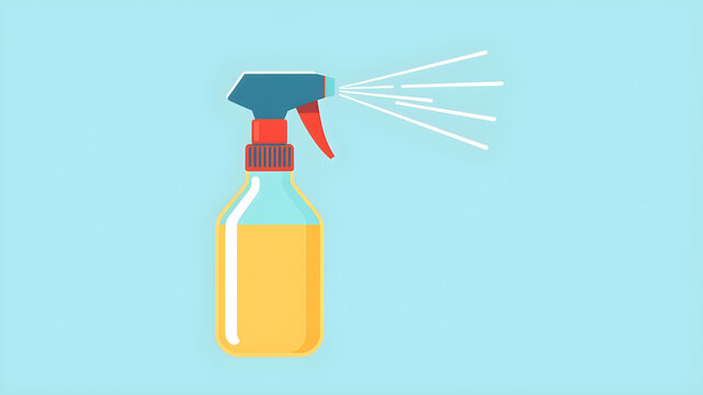 recommend clip art: Spray bottle icon. Simple line art illustration of a spray bottle with fog effect or home parfume Ideal for hygiene, cleaning and product design.
