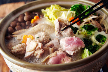 Salted chanko chicken and chicken ball nabe