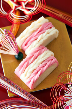 Red and white kamaboko