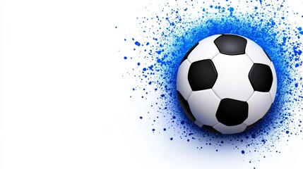 Soccer ball with a blue background. The ball is the main focus of the image. The blue background adds a sense of depth and contrast to the image