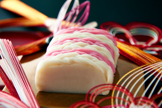 Red and white kamaboko