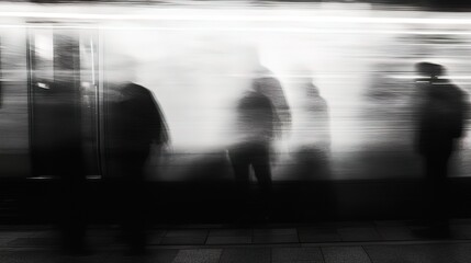 Blurred Figures at a Train Station