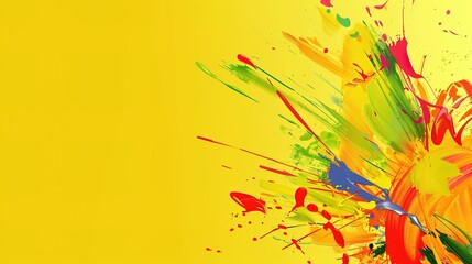 The Vivid Impression: Color Brush Against a Yellow Canvas