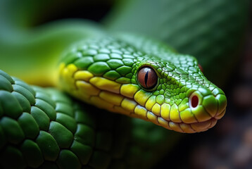 Close-up of a green snake